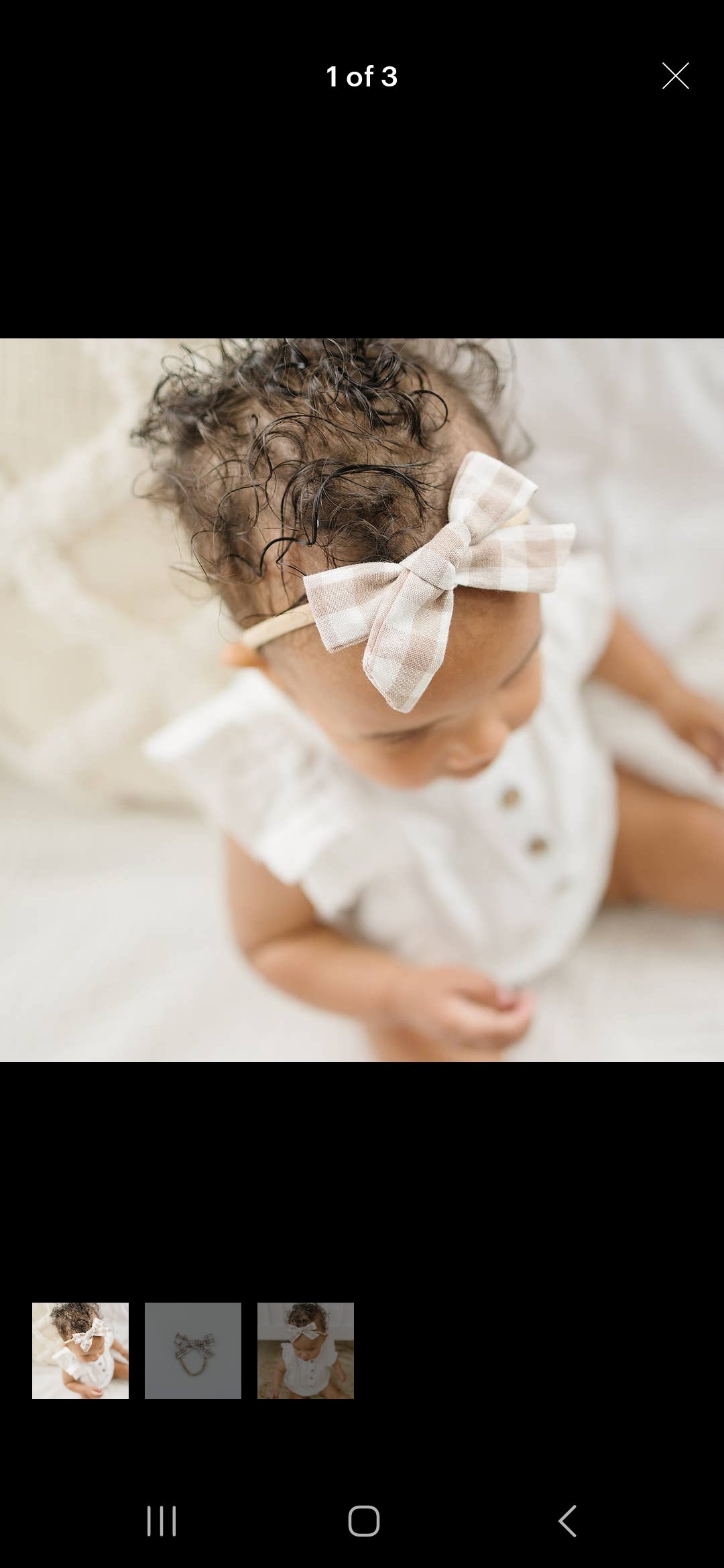 3.5" Neutral Cotton Gingham Bow