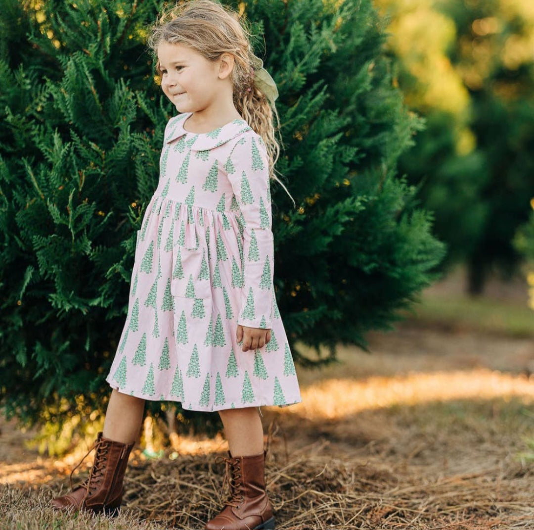 Pink Christmas Tree Twirl Dress