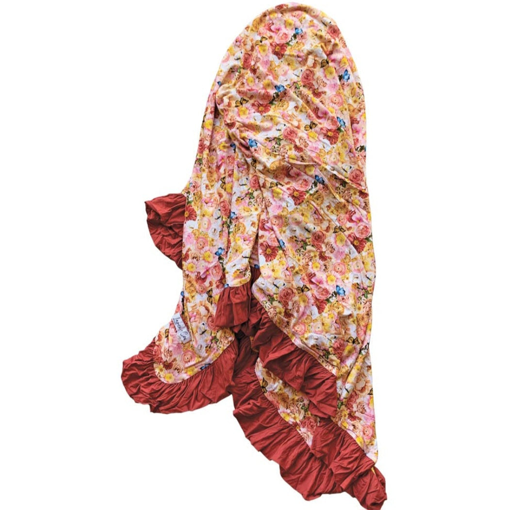 Charlotte Bamboo Ruffle Toddler Blanket Laree+Co