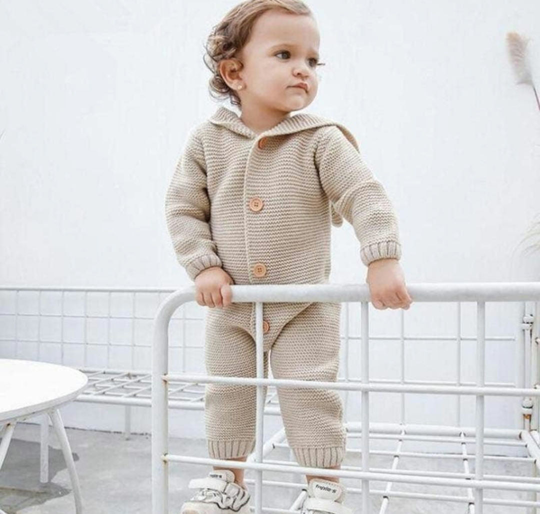Beige Knit Jumpsuit