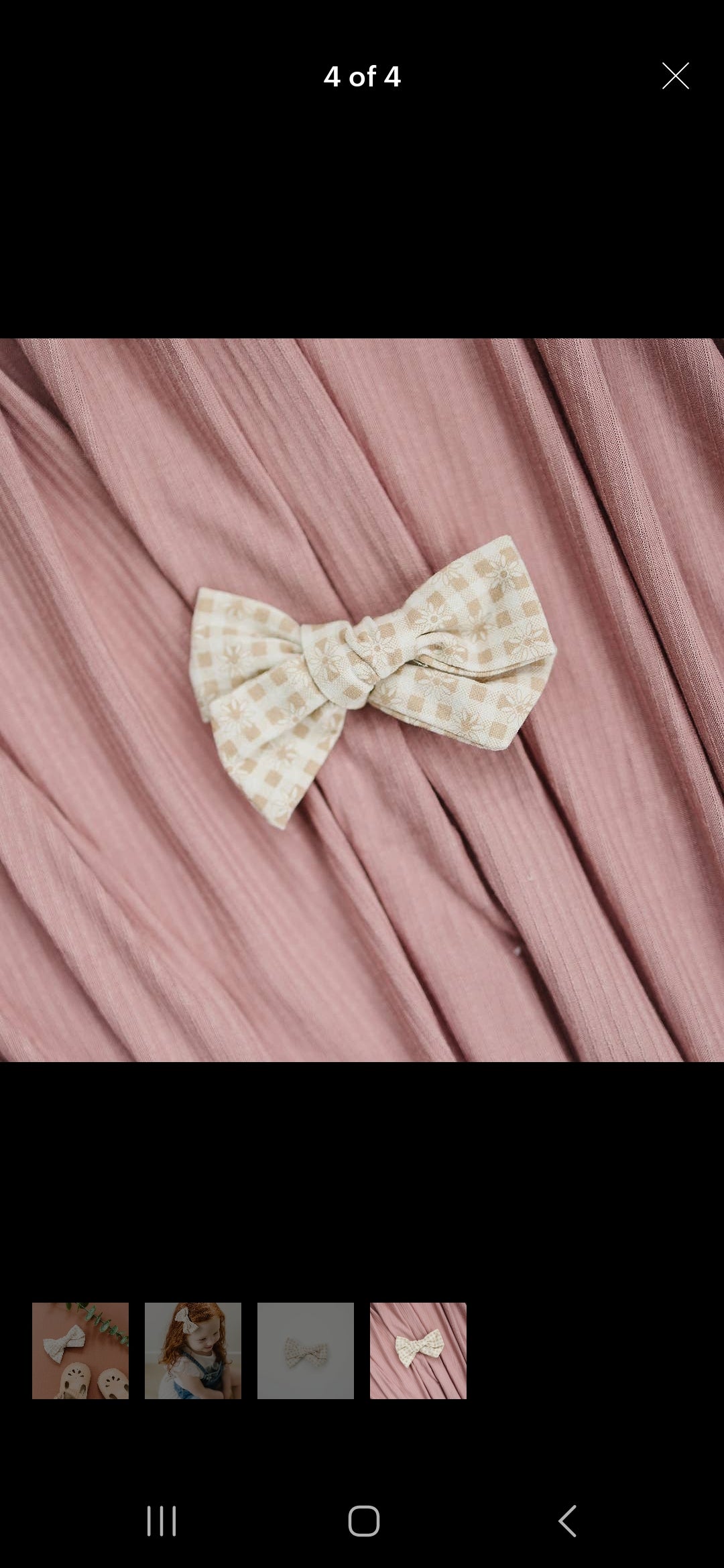 4" Neutral Daisy Gingham Hairclip