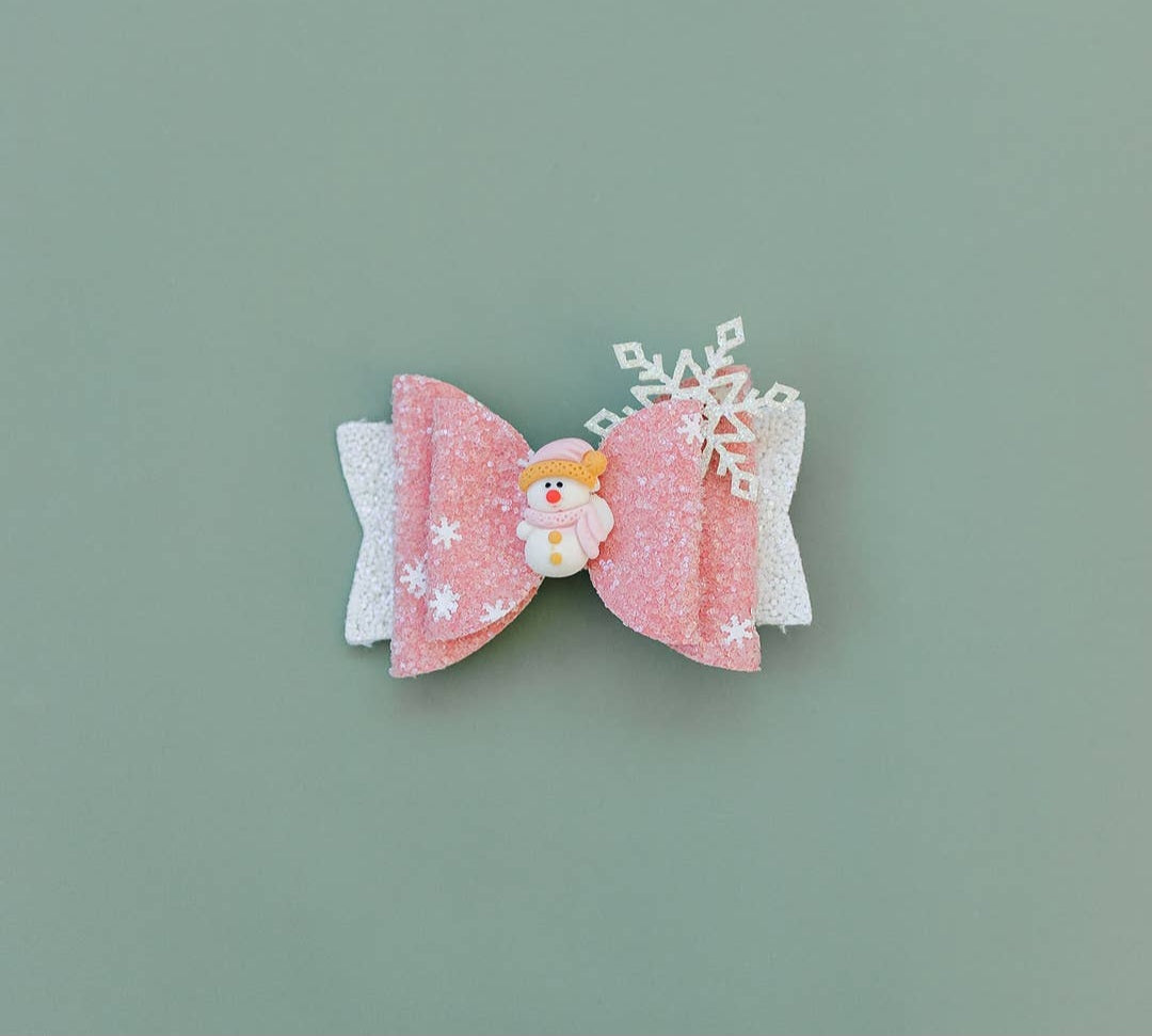 Sparkling Snowman Glitter Bow