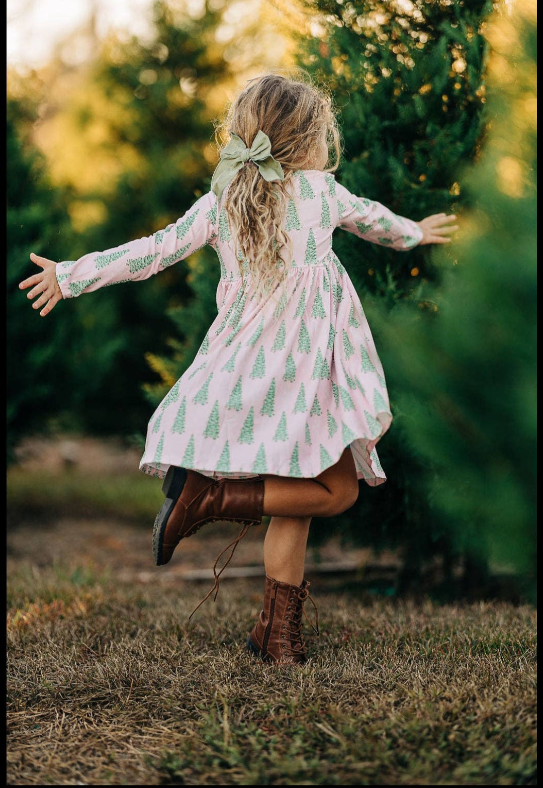 Pink Christmas Tree Twirl Dress