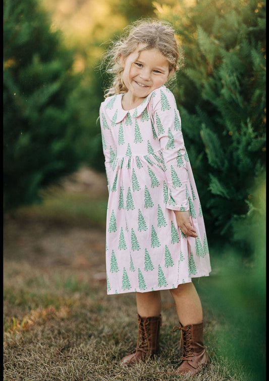 Pink Christmas Tree Twirl Dress