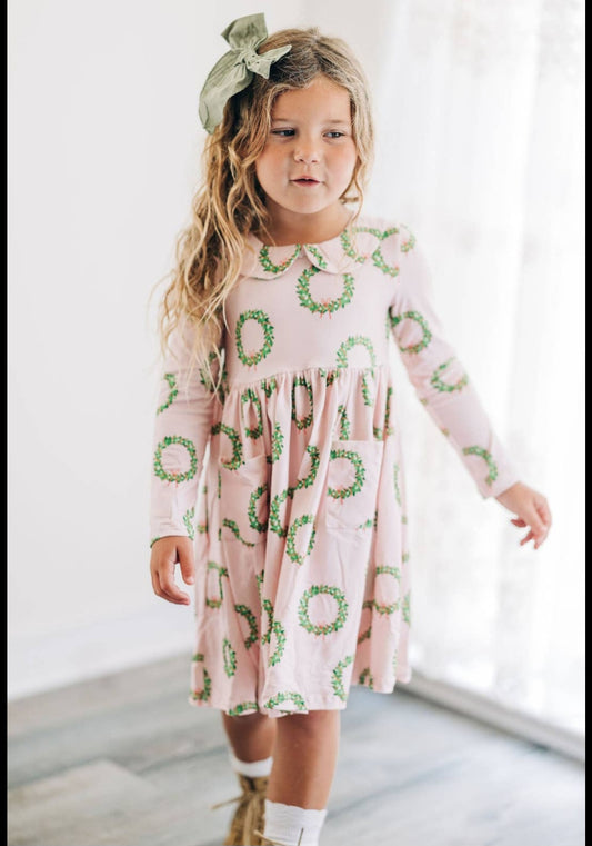 Pink Wreath Twirl Dress