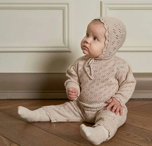 Knit Romper with Bonnet
